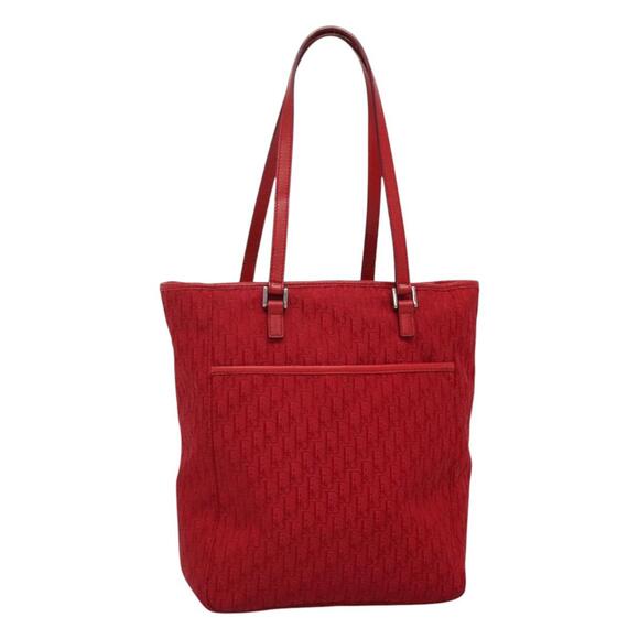 DIOR Trotter Canvas Hand Bag Red Silver - Picture 1 of 16